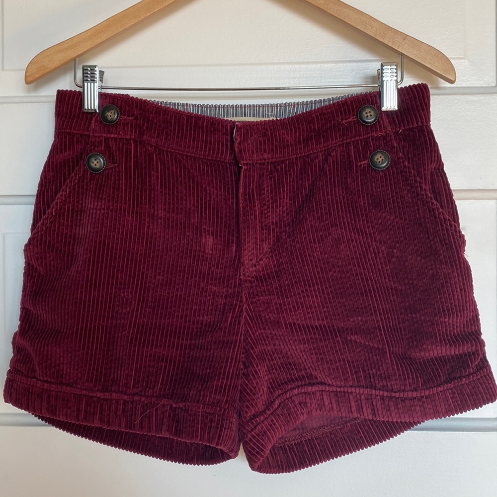 Anthropologie Daughters of the Liberation burgundy corduroy shorts